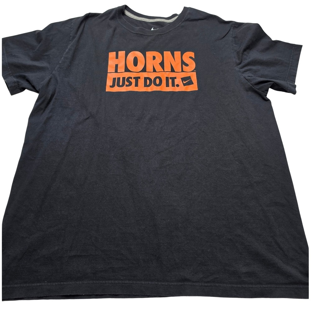 Nike Texas Longhorns Horns Just Do It Black T-Shirt Mens XXL Regular Fit UT
